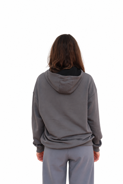 Hoodie, Life Works Out, grey, size M